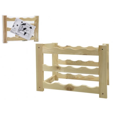 06510364 Μπουκαλοθήκη 12 Θέσεων Φυσικό Ξύλο 49x23x36cm Φυσικό