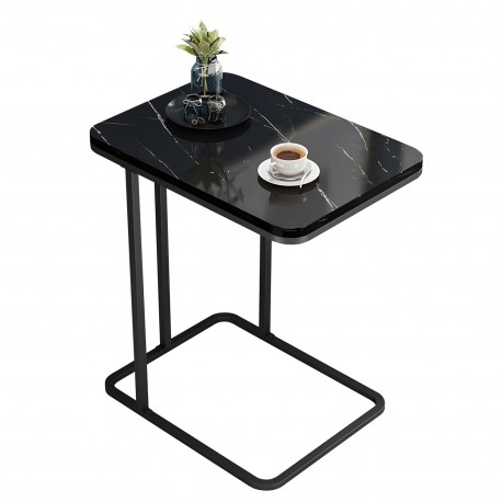 14370243 Τραπεζάκι Βοηθητικό ArteLibre RIONI Μαύρο Με Όψη Μαρμάρου MDF/Μέταλλο 50x30x58cm Μαύρο/Μάρμαρο