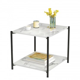 14370248 Τραπεζάκι Σαλονιού ArteLibre ARGUN Λευκό Με Όψη Μαρμάρου MDF/Μέταλλο 40x40x43cm Μαύρο/Λευκό/Μάρμαρο