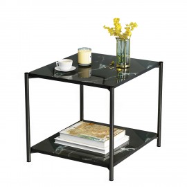 14370249 Τραπεζάκι Σαλονιού ArteLibre ARGUN Μαύρο Με Όψη Μαρμάρου MDF/Μέταλλο 40x40x43cm Μαύρο/Μάρμαρο