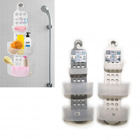 06511553 Ραφιέρα Κρεμαστή Ντουζ Με 3 Ράφια Πλαστικό 25.5x13x71cm Σε 2 Χρώματα