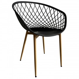 15300016 Καρέκλα Κήπου ArteLibre BALI Μαύρο/Φυσικό PP/Μέταλλο 62x42x82cm Φυσικό/Μαύρο