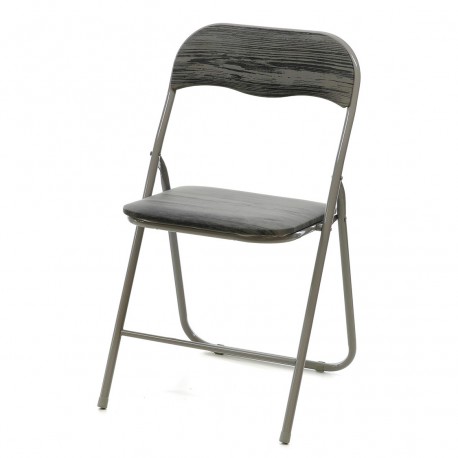 06511255 Kαρέκλα Πτυσσόμενη Γκρι Με Εφέ Ξύλο Μέταλλο/PU 43x44x78cm Γκρι