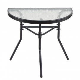 14450059 Τραπέζι Κήπου Ημικυκλικό ArteLibre CELESTIAL Μαύρο Μέταλλο/Γυαλί 70x40x65cm Μαύρο
