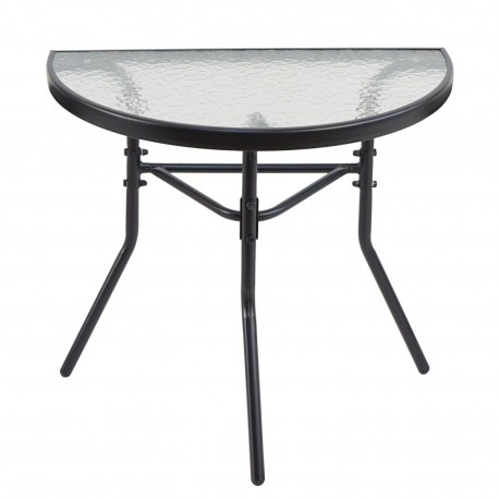 14450059 Τραπέζι Κήπου Ημικυκλικό ArteLibre CELESTIAL Μαύρο Μέταλλο/Γυαλί 70x40x65cm Μαύρο