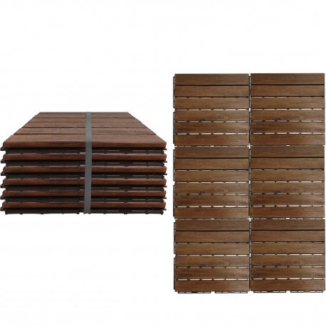 06512914 Σετ 6 Πλακίδια Καφέ Ακακία/Πλαστικό 30x30x1.9cm