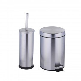 06450601 Κάδος Πεντάλ 3L και Βούρτσα Τουαλέτας Ανοξείδωτο Ατσάλι 2Τμχ