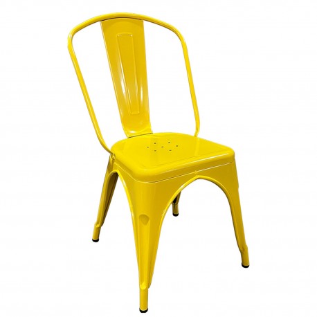 14600124 Καρέκλα ArteLibre Βιομηχανικού Τύπου Vintage TOLIKO Κίτρινο Μέταλλο 44x49x84cm Κίτρινο