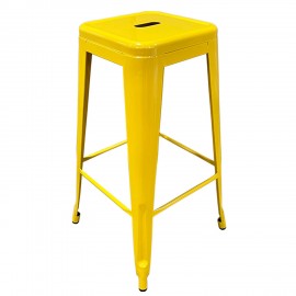 14600137 Σκαμπό Bar ArteLibre Βιομηχανικού Τύπου Vintage SILANO Κίτρινο Μέταλλο 42x42x76cm Κίτρινο