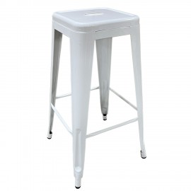 14600139 Σκαμπό Bar ArteLibre Βιομηχανικού Τύπου Vintage SILANO Λευκό Μέταλλο 42x42x76cm Λευκό