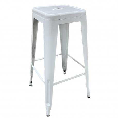 14600139 Σκαμπό Bar ArteLibre Βιομηχανικού Τύπου Vintage SILANO Λευκό Μέταλλο 42x42x76cm Λευκό