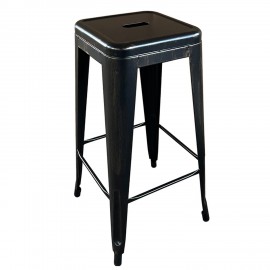 14600140 Σκαμπό Bar ArteLibre Βιομηχανικού Τύπου Vintage SILANO Μαύρο Αντικέ Μέταλλο 42x42x76cm Μαύρο/Αντικέ