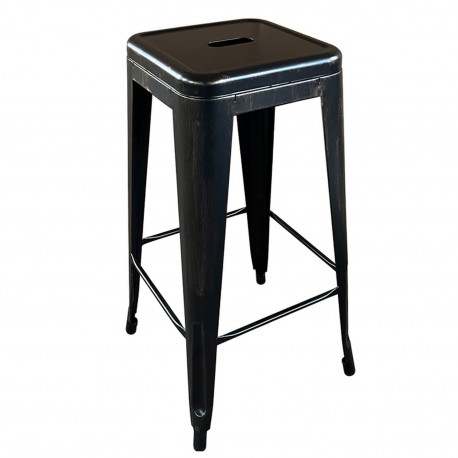14600140 Σκαμπό Bar ArteLibre Βιομηχανικού Τύπου Vintage SILANO Μαύρο Αντικέ Μέταλλο 42x42x76cm Μαύρο/Αντικέ