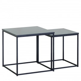 15340047 Τραπεζάκι Σαλονιού ArteLibre SOMERTON Μαύρο Μάρμαρο Μοριοσανίδα/Μέταλλο 40x40x50/35x35x45cm Σετ 2Τμχ Μαύρο/Μάρμαρο
