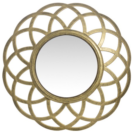 14740044 Καθρέπτης Τοίχου ArteLibre Χρυσό Πλαστικό Φ40.6x4.4cm Χρυσό