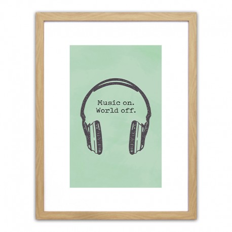 14680063 Πίνακας Σε Κορνίζα ArteLibre Πλαστικό -Music On. World Off.- 35x45x1.8cm