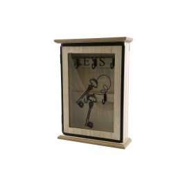 06510237 Κλειδοθήκη Με 5 Θέσεις Φυσικό/Μαύρο Ξύλο/Γυαλί 19x6x26cm Φυσικό/Μαύρο