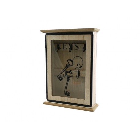 06510237 Κλειδοθήκη Με 5 Θέσεις Φυσικό/Μαύρο Ξύλο/Γυαλί 19x6x26cm Φυσικό/Μαύρο