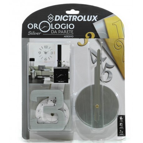 06510479 Ρολόι Τοίχου Με Αυτοκόλλητους Αριθμούς Ασημί 60x60cm