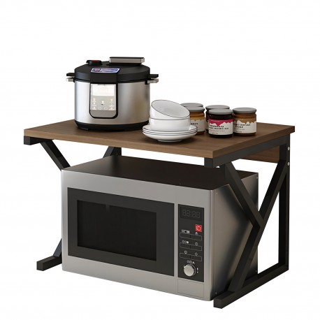 14370232 Ραφιέρα Κουζίνας ArteLibre BEAVER Καφέ Σκούρο/Μαύρο MDF/Μέταλλο 54x35x34cm Καφέ/Μαύρο