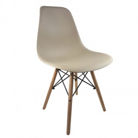14600046 Καρέκλα Τραπεζαρίας ArteLibre COLT Cappuccino/Φυσικό PP/Ξύλο 53.5x46x81cm Καφέ/Φυσικό