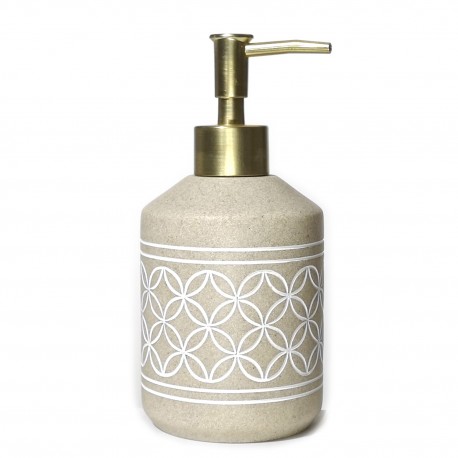 06511274 Ντισπένσερ Μπάνιου Γεωμετρικά Σχήματα Μπεζ Polyresin 300ml