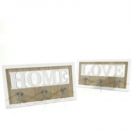 06512559 Κρεμάστρα Επιτοίχια 3 Θέσεων Ξύλο 32x19cm Σε 2 Σχέδια Φυσικό/Λευκό