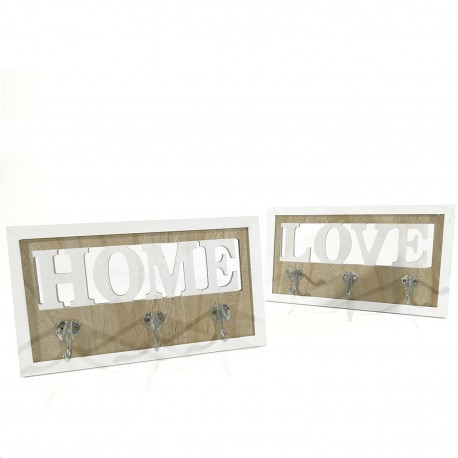 06512559 Κρεμάστρα Επιτοίχια 3 Θέσεων Ξύλο 32x19cm Σε 2 Σχέδια Φυσικό/Λευκό