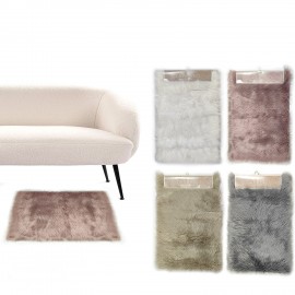 06512678 Χαλί συνθετικό γούνα  λευκό/ροζ/μπεζ/γκρι 100% πολυεστέρας 50x80cm Σε 4 Χρώματα