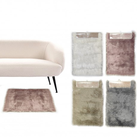 06512678 Χαλί συνθετικό γούνα  λευκό/ροζ/μπεζ/γκρι 100% πολυεστέρας 50x80cm Σε 4 Χρώματα