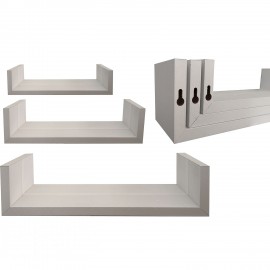 06512707 Ράφια Τοίχου Λευκό MDF 42x20x10cm 3Τμχ