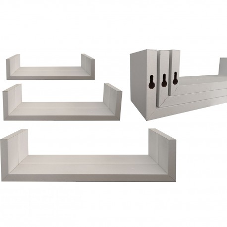 06512707 Ράφια Τοίχου Λευκό MDF 42x20x10cm 3Τμχ