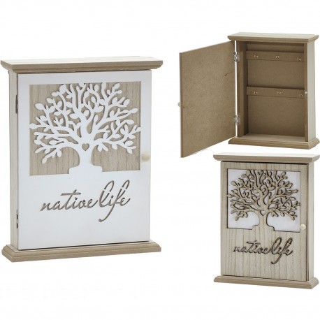 06512885 Κουτί Κλειδοθήκης Φυσικό/Λευκό MDF 21x6x26.5cm Σε 2 Σχέδια