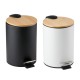 06451637 Κάδος Μπάνιου Πεντάλ Μαύρο/Λευκό Με Καπάκι Μπαμπού Σε 2 Χρώματα