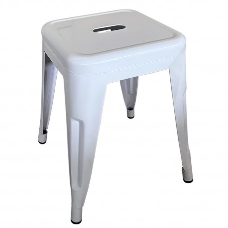 14600130 Σκαμπό ArteLibre Βιομηχανικού Τύπου Vintage VELINO Λευκό Μέταλλο 38x38x45cm Λευκό