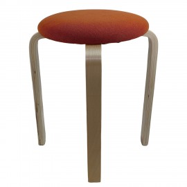 14350034 Σκαμπό ArteLibre MILOA Πορτοκαλί/Φυσικό Ύφασμα/Ξύλο 42x42x45cm Φυσικό/Πορτοκαλί