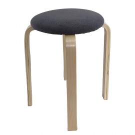 14350035 Σκαμπό ArteLibre MILOA Γκρι/Φυσικό Ύφασμα/Ξύλο 42x42x45cm Φυσικό/Γκρι