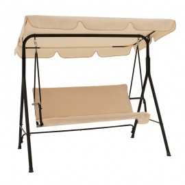 219-000007 Κούνια Globo pakoworld μαύρο μέταλλο με ύφασμα σε μπεζ απόχρωση 170x110x153εκ