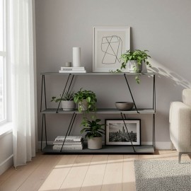 304-000008 Βοηθητικό τραπέζι-ραφιέρα Tars pakoworld γκρι-μαύρο 120x30x90εκ