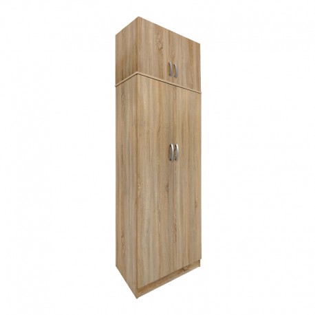 383-000083 Ντουλάπα δίφυλλη και πατάρι Athos pakoworld σε oak απόχρωση 80x42x240εκ