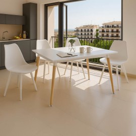 200-001523 Τραπεζαρία με Καρέκλες Gaston λευκό και Τραπέζι Natali λευκό 120x80x76εκ Σετ 5τεμ