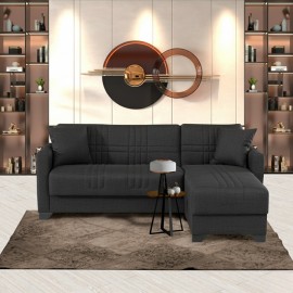 418-000002 Γωνιακός καναπές-κρεβάτι αναστρέψιμος Stashio pakoworld ύφασμα ανθρακί 202x143x84εκ