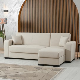 418-000004 Γωνιακός καναπές-κρεβάτι αναστρέψιμος Dumma pakoworld ύφασμα κρεμ 226x148x86εκ