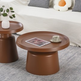 278-000035 Τραπέζι σαλονιού Ginoze pakoworld μέταλλο σε καφέ απόχρωση Φ70x42,5εκ