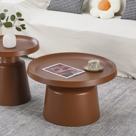 278-000035 Τραπέζι σαλονιού Ginoze pakoworld μέταλλο σε καφέ απόχρωση Φ70x42,5εκ