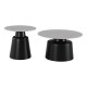 278-000041 Τραπέζια σαλονιού Dualis pakoworld σετ 2 τεμ μαυρο μέταλλο-sintered stone σε γκρι μαρμάρου