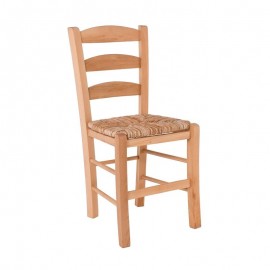 Ρ930,Ε1 ΣΚΥΡΟΣ Καρέκλα Οξιά Βαφή Εμποτισμού Καρυδί, Κάθισμα Ψάθα