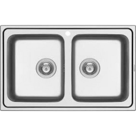 Pyramis Alea 2B Ένθετος Νεροχύτης Inox Σατινέ Μ79xΠ50cm Ασημί 107157601