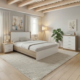 383-000309 Σετ Κρεβατοκάμαρας Athos Sonoma Λευκό με Κρεβάτι 140x200εκ Σετ 4τεμ