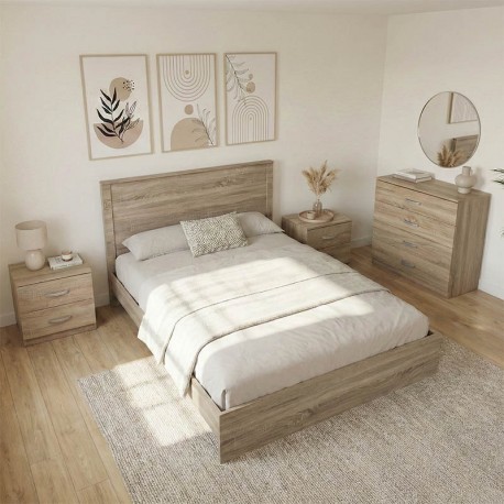 383-000305 Σετ Κρεβατοκάμαρας Athos Sonoma με Κρεβάτι 140x200εκ Σετ 4τεμ